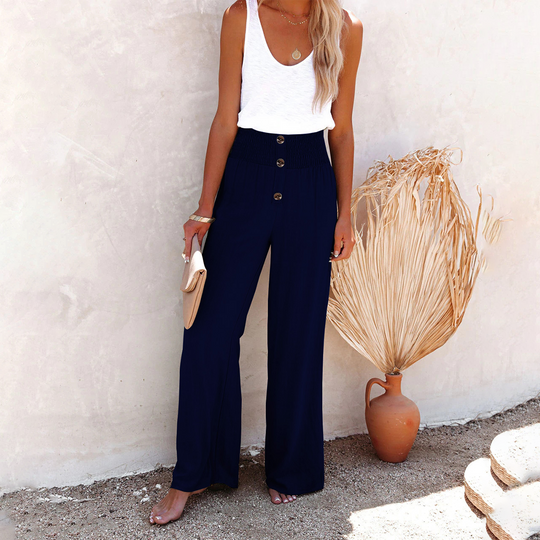 Julia | Pantalones de Cintura Alta Cómodos para Dama con Pierna Ancha