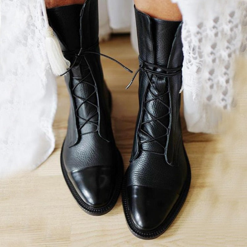 Felicia | Zapatos casuales para mujeres con punta redonda y corte por el tobillo