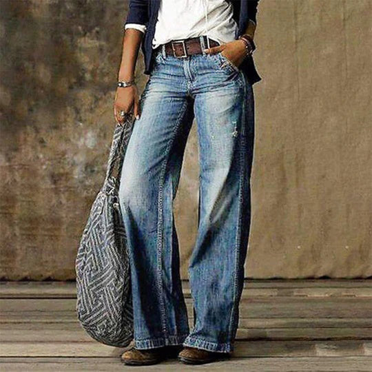 Sarah | Jeans de mezclilla vintage para mujer con piernas anchas