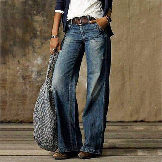 Sarah | Jeans de mezclilla vintage para mujer con piernas anchas