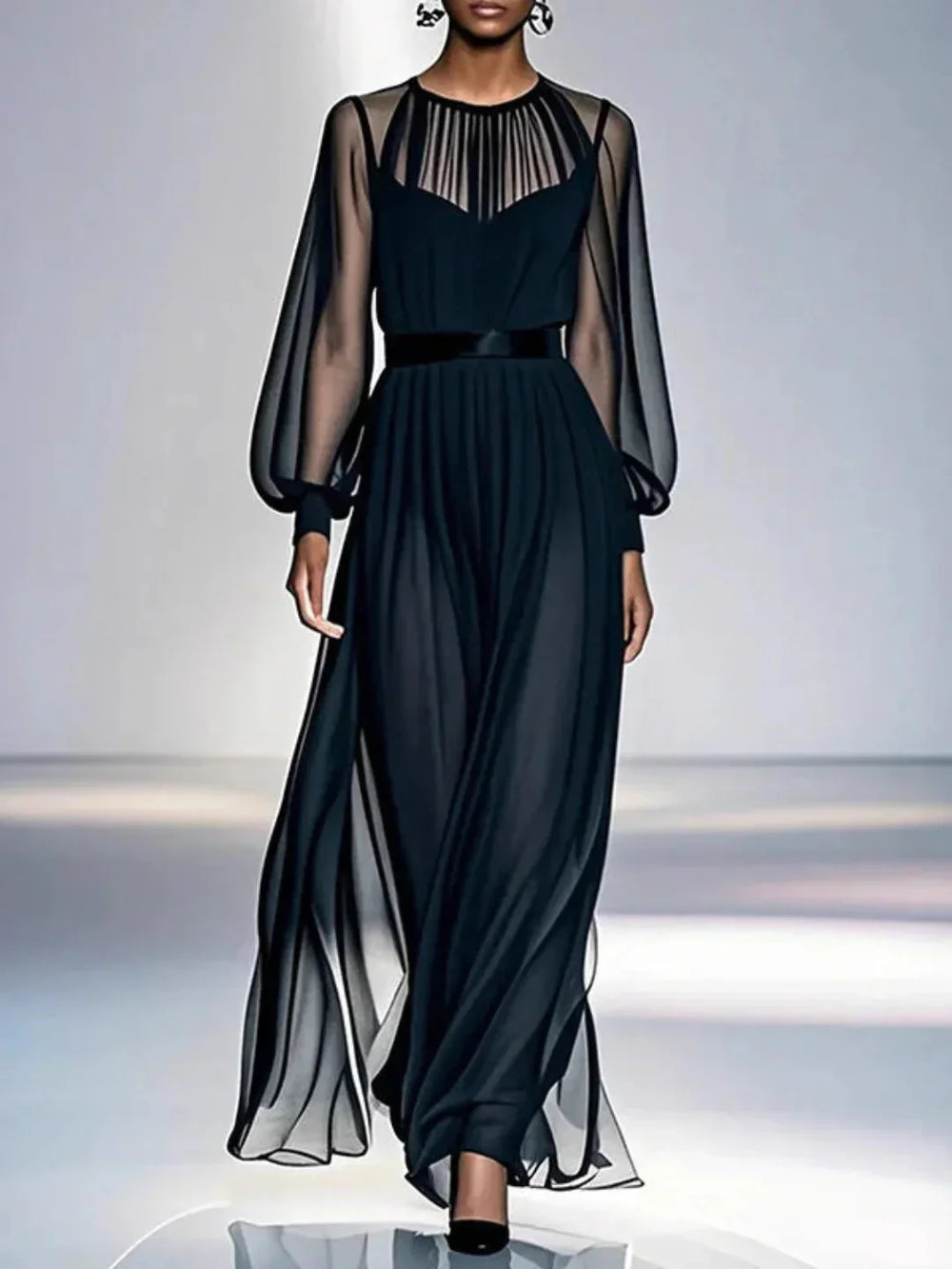Julia – Vestido elegante negro vaporoso