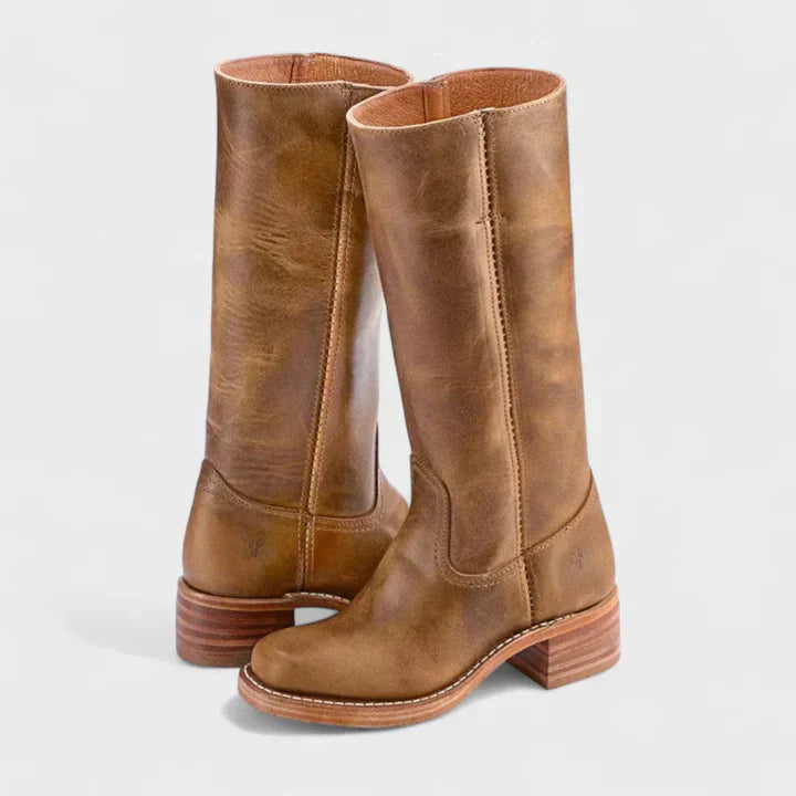 Flora - Botas retro de cuero