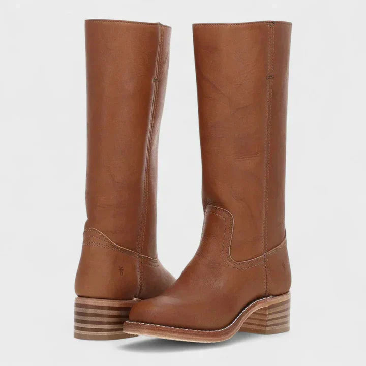 Flora - Botas retro de cuero