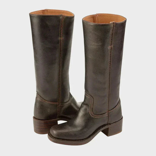 Flora - Botas retro de cuero