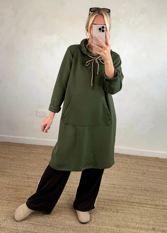 Otoña - Vestido con capucha y lazo decorativo