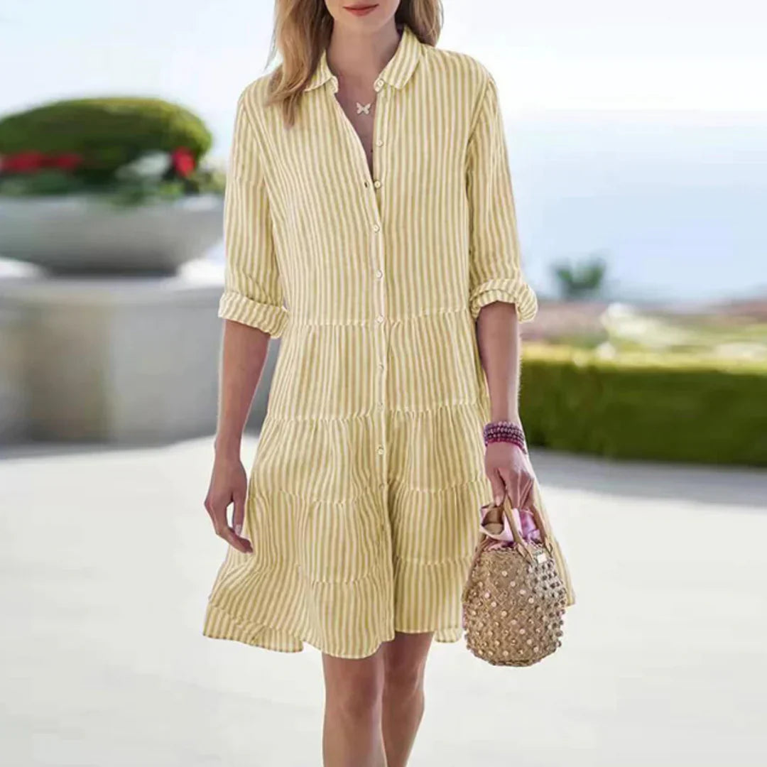 Lía™ | Vestido camisero de rayas, ligero y fresco