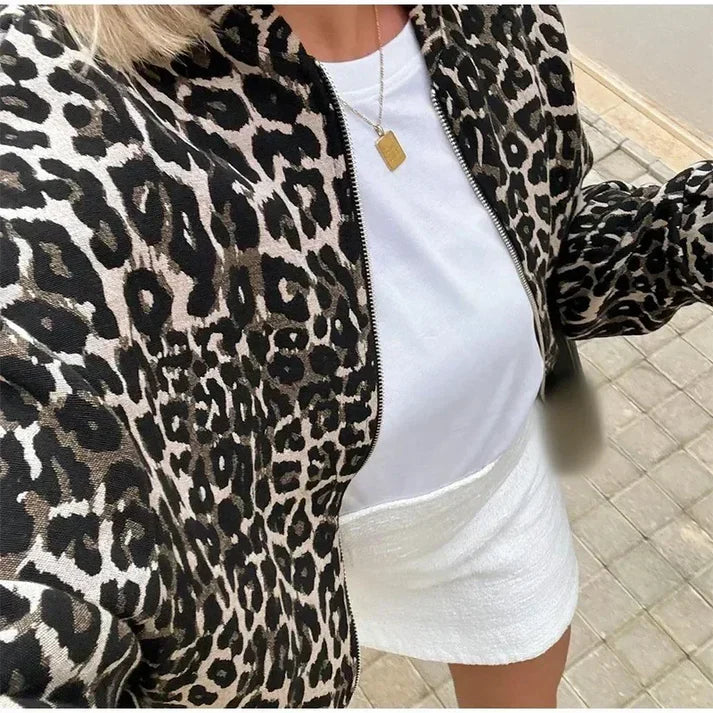 Fiona - Chaqueta bomber para otoño con estampado animal print