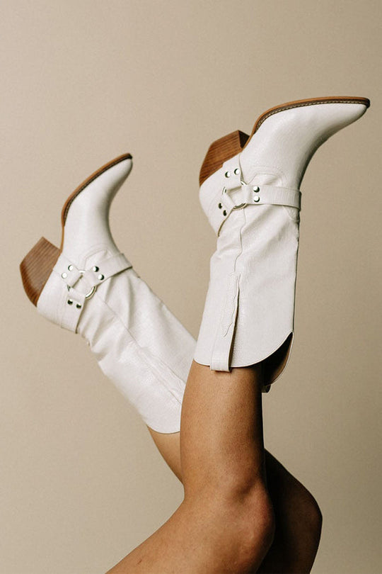 Eva | Botas de moda para damas con patrón de piel de vaca al estilo western