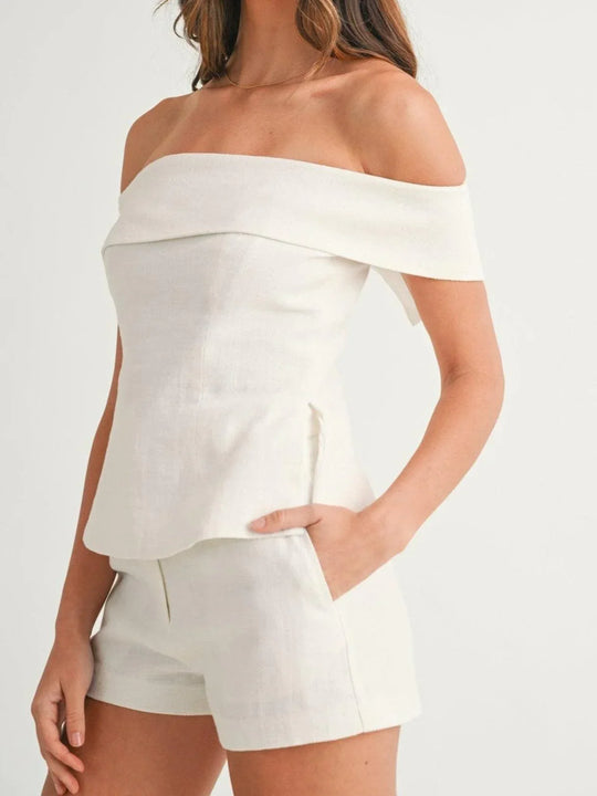 Alicia - Conjunto blanco de dos piezas elegante