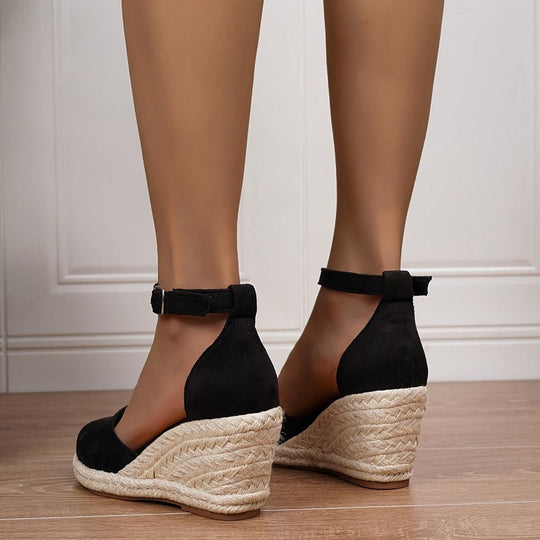 Anna | Sandalias de cuña casuales para mujer con hebilla en el tobillo