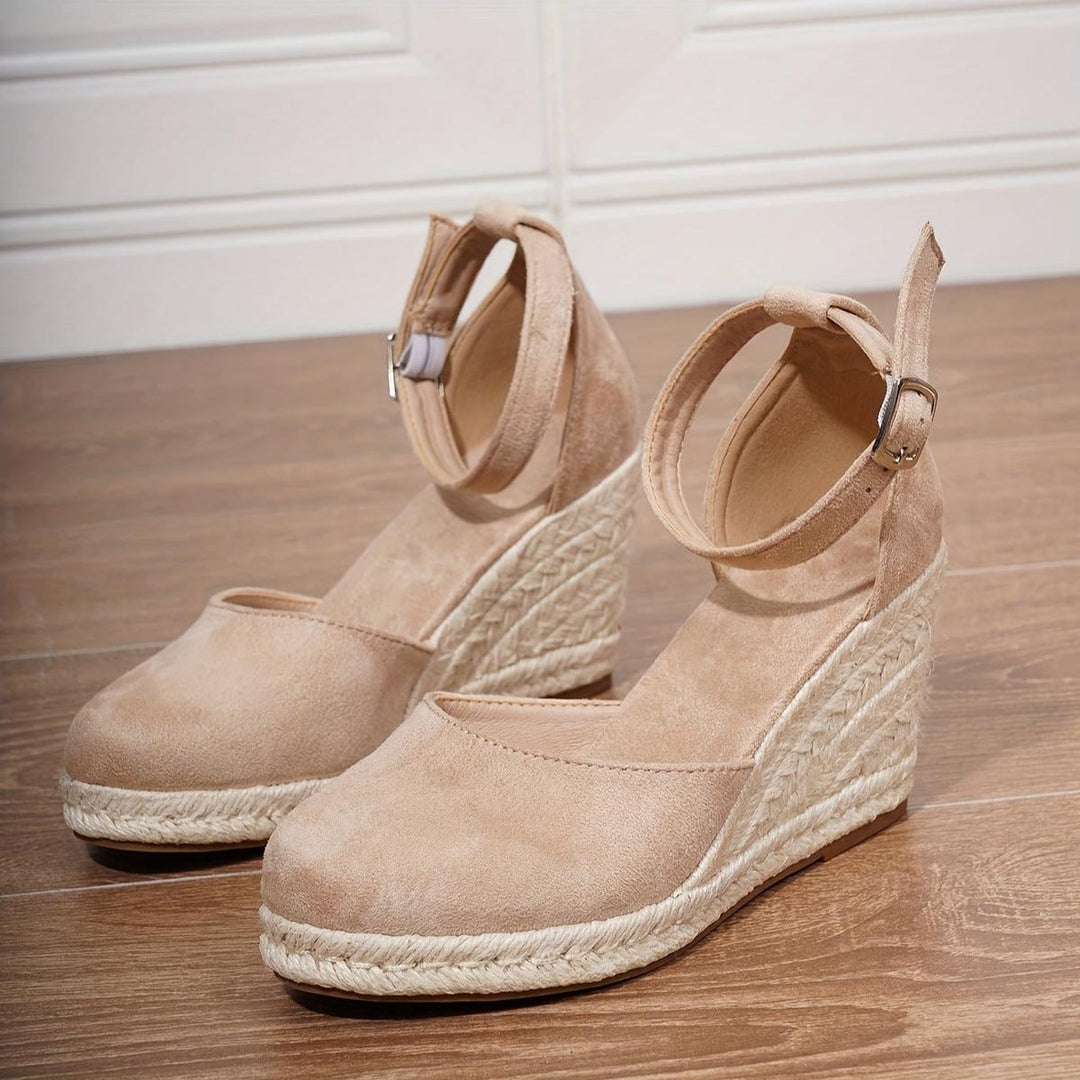 Anna | Sandalias de cuña casuales para mujer con hebilla en el tobillo