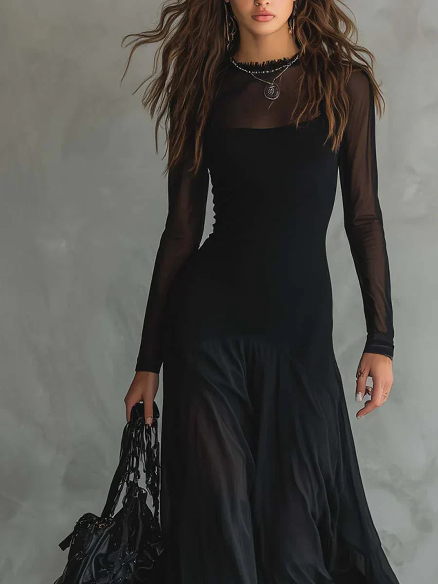 Celia – Vestido maxi con diseño en capas de tul