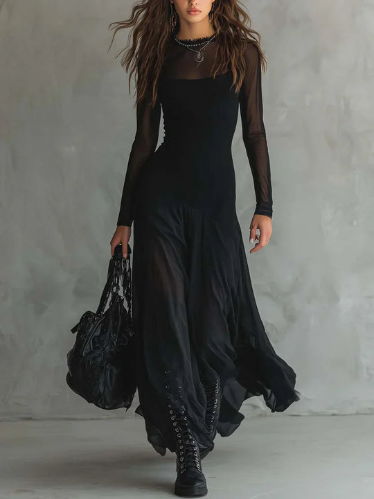 Celia – Vestido maxi con diseño en capas de tul