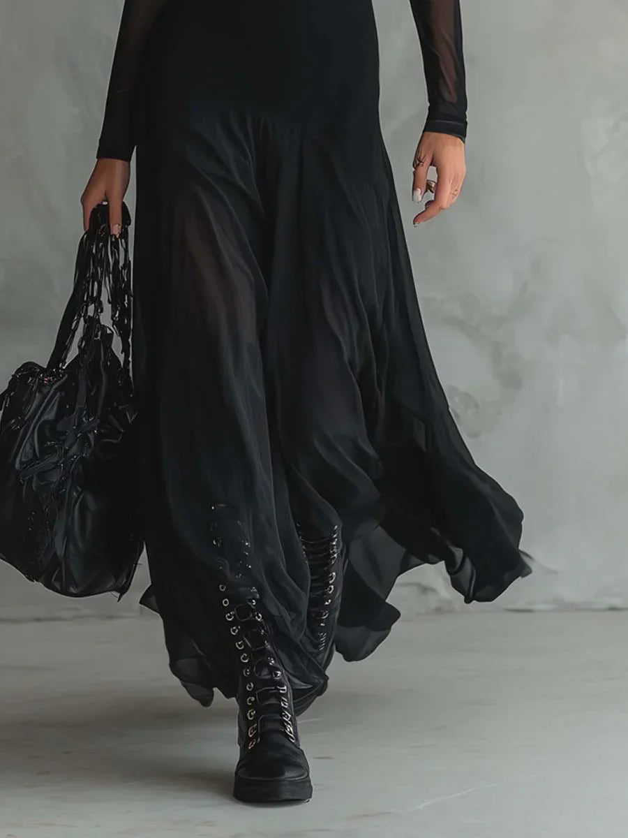 Celia – Vestido maxi con diseño en capas de tul