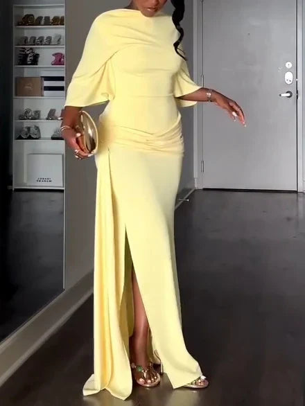 Gala - Vestido maxi con capa y espalda descubierta