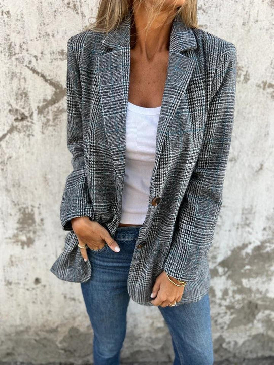 Romina - Blazer informal a cuadros con solapas