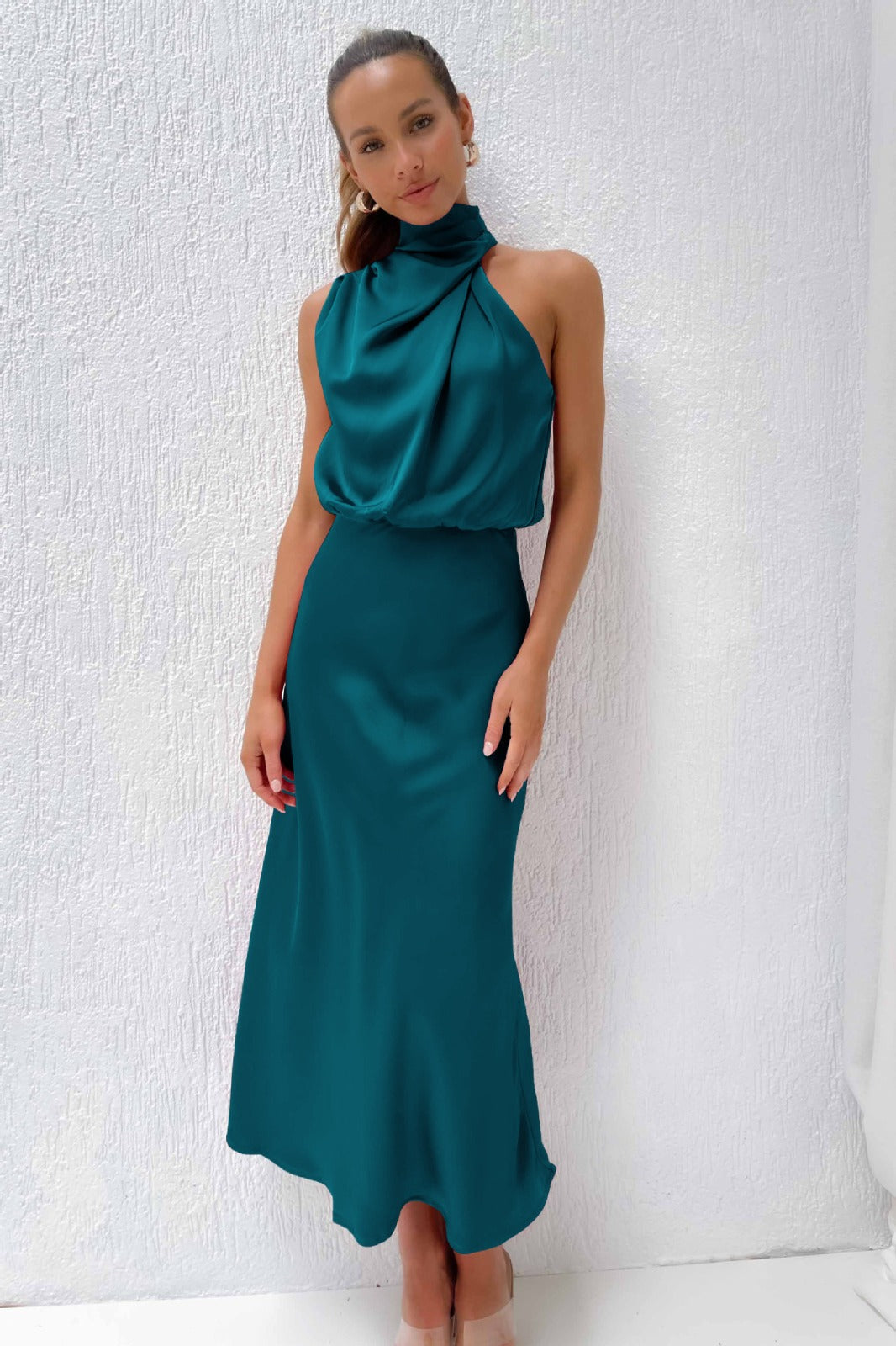 Beatriz - Vestido largo elegante con cuello drapeado