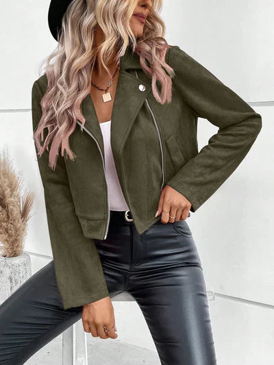 Olivia - Chaqueta de ante corta y elegante