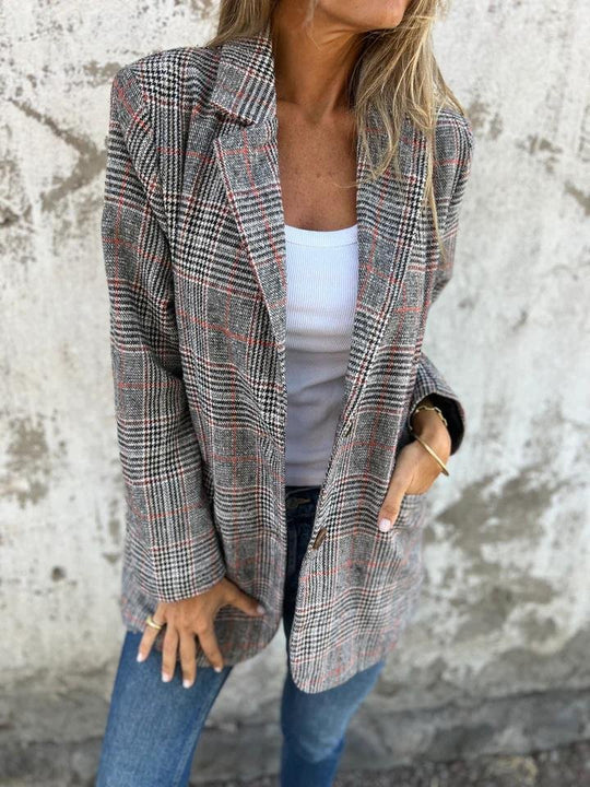 Romina - Blazer informal a cuadros con solapas