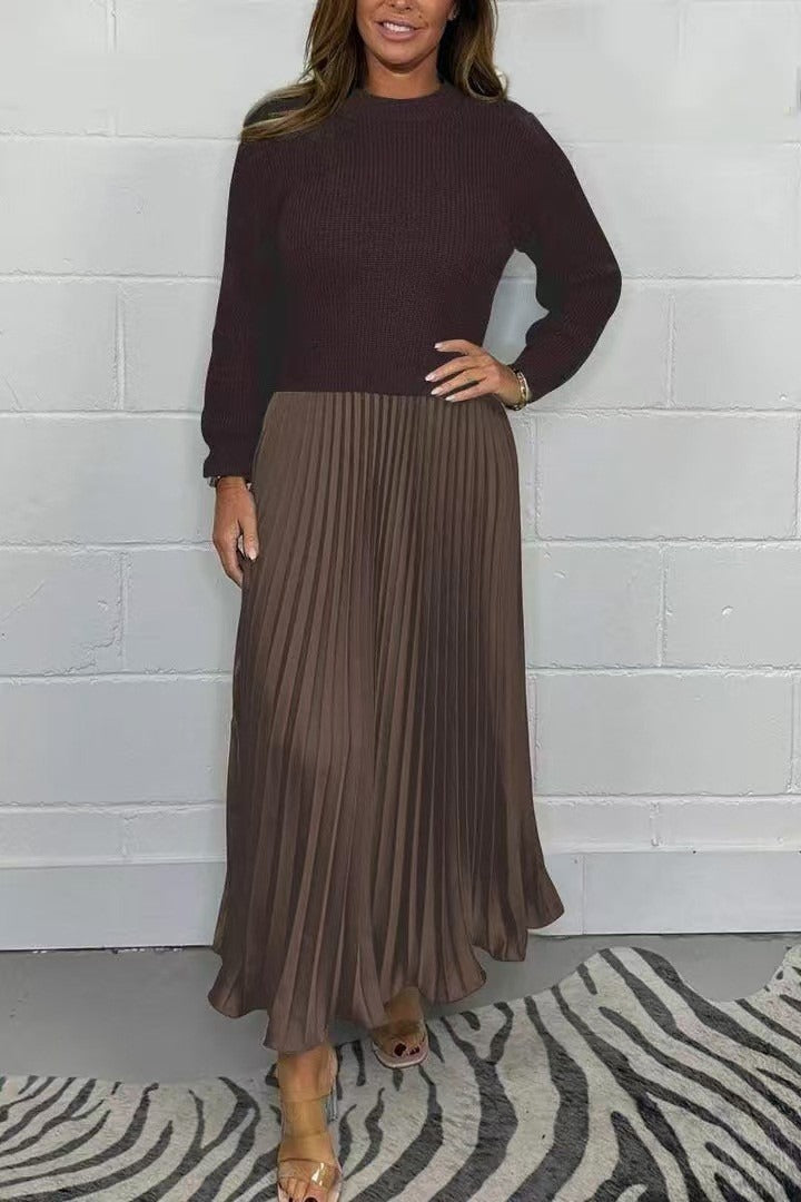 Miranda - Elegante y bonito vestido plisado con cuello redondo para mujer