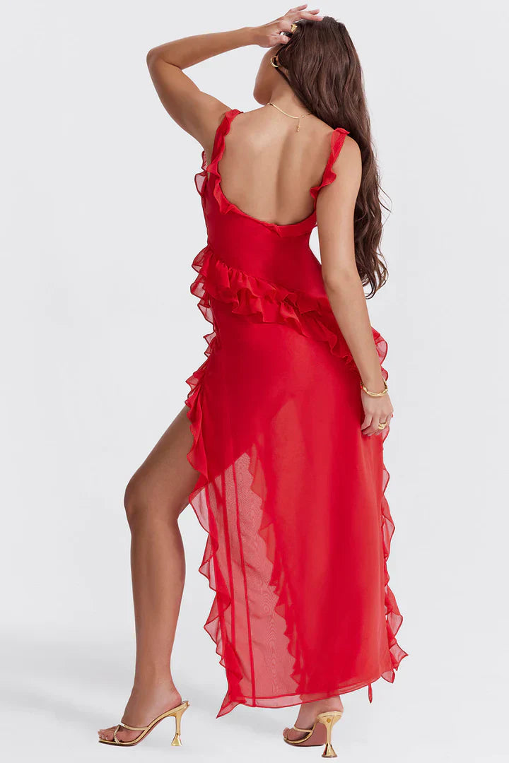 Alma - Vestido con Volantes Asimétricos