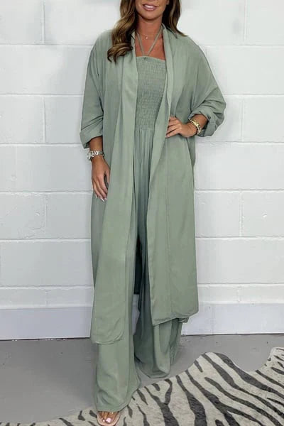 Gloria/ Conjunto de 2 piezas de pantalones anchos con espalda descubierta y tiras para mujer