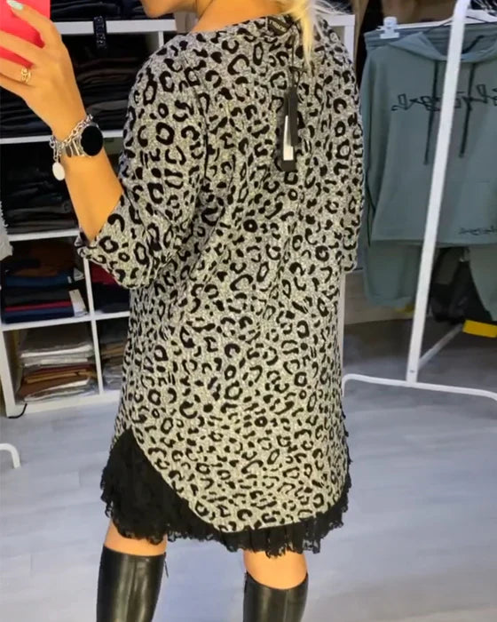Yolanda - Vestido adelgazante con estampado de leopardo