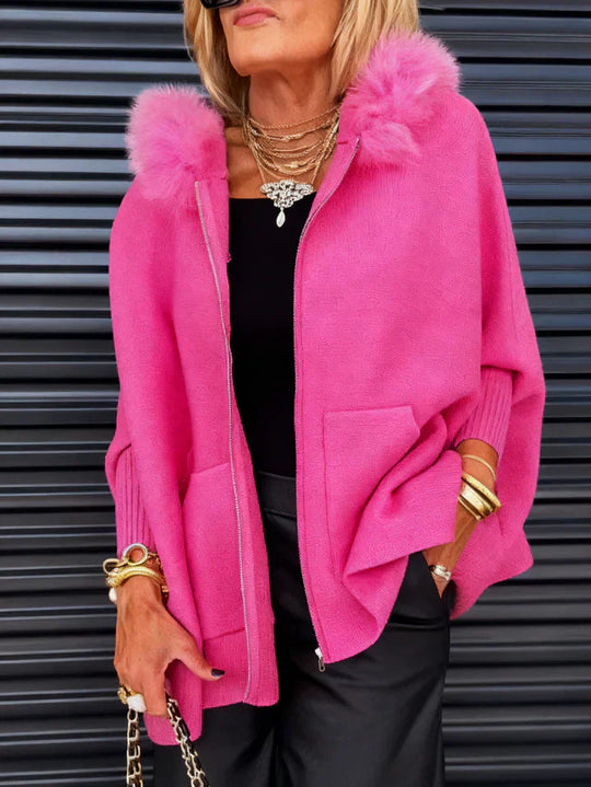 Lirio - Chaqueta con capucha y detalles de pelo