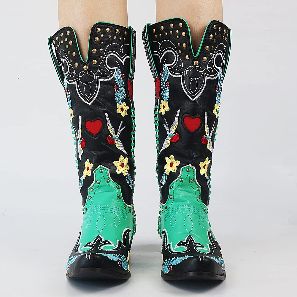 Elfriede | Botas de vaquero bordadas para damas con diseño de flores