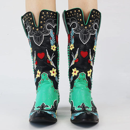 Elfriede | Botas de vaquero bordadas para damas con diseño de flores