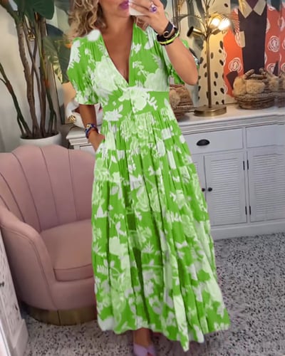 Teresa™ Vestido largo acogedor con cuello en V y bolsillos