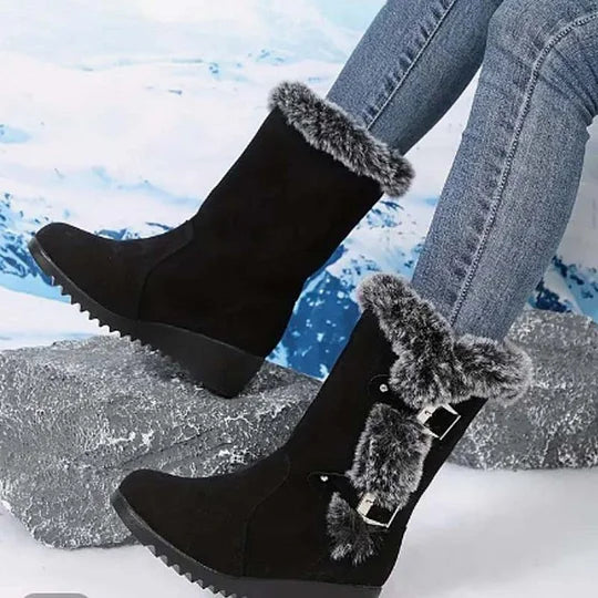 Elisa – Botas de nieve de media pantorrilla con ribete de felpa
