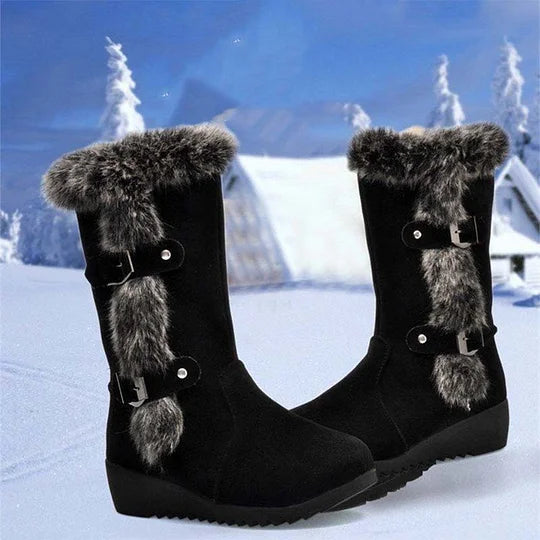 Elisa – Botas de nieve de media pantorrilla con ribete de felpa