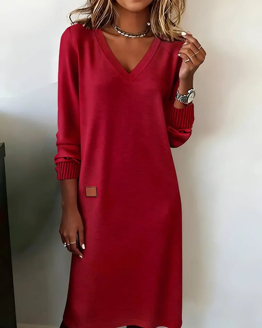 Helena - Vestido de punto suave con cuello en V