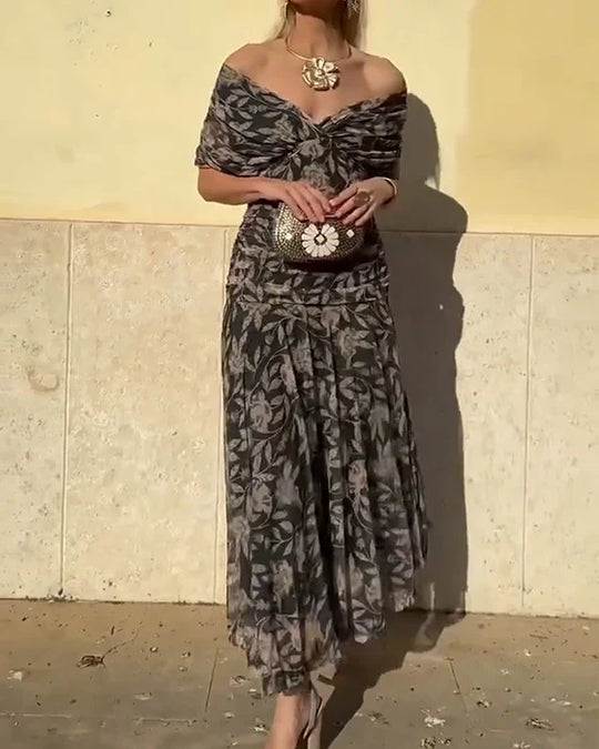 Julieta - Vestido elegante con cuello en V y hombros descubiertos