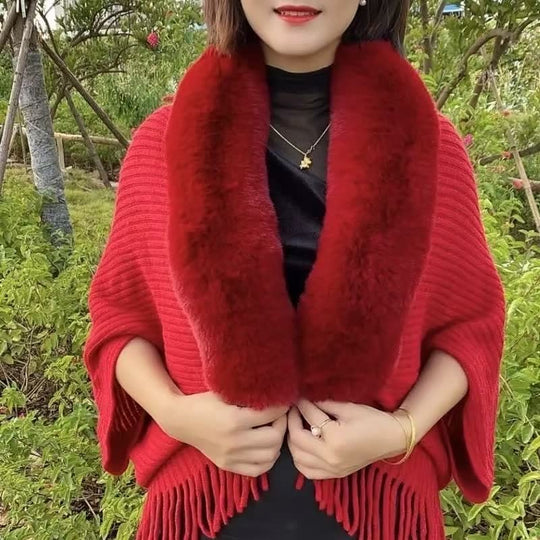 Livia - Bufanda amplia con cuello efecto pelo