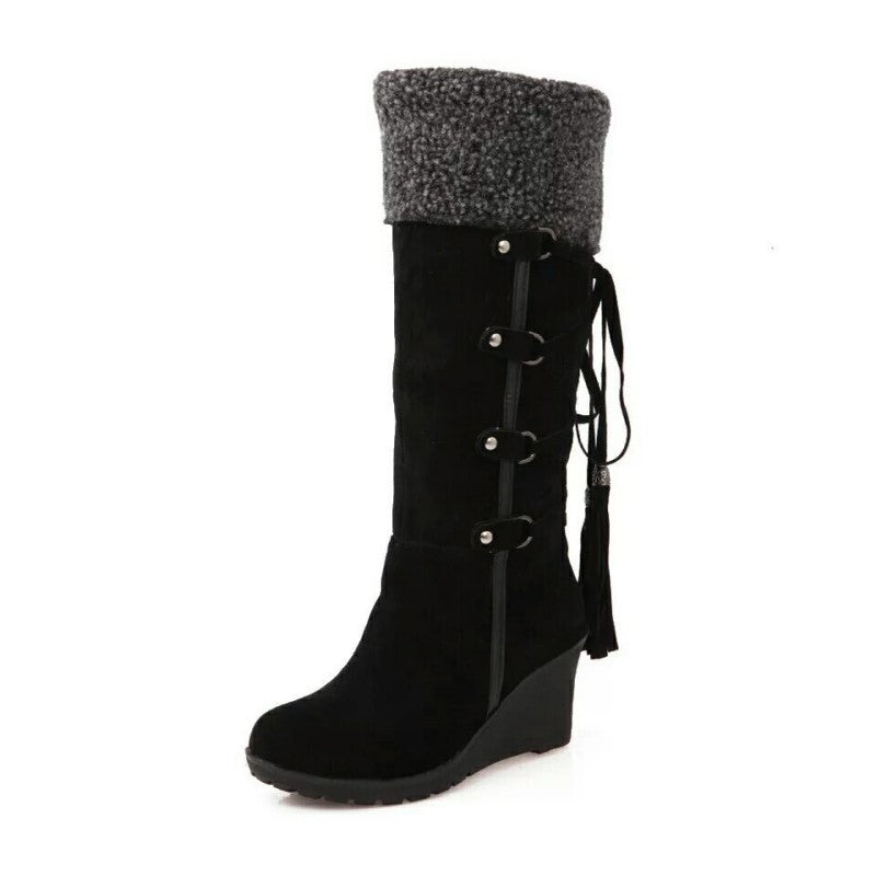 Bettina | Botas de cuña para mujer con borde de piel