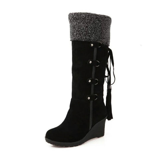 Bettina | Botas de cuña para mujer con borde de piel