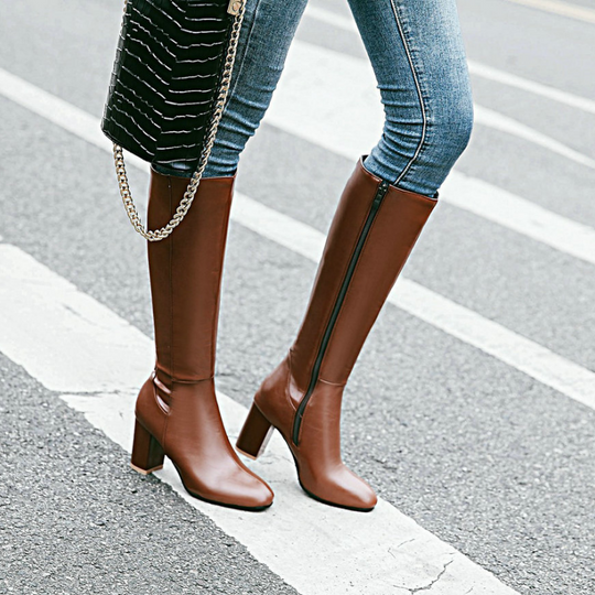 Andrea | Botas de mujer elegantes hasta la rodilla con tacón bloque
