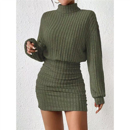 Elena – Vestido bodycon de punto con cuello alto