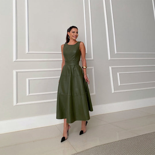 Mila - Vestido midi efecto piel