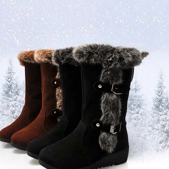 Elisa – Botas de nieve de media pantorrilla con ribete de felpa