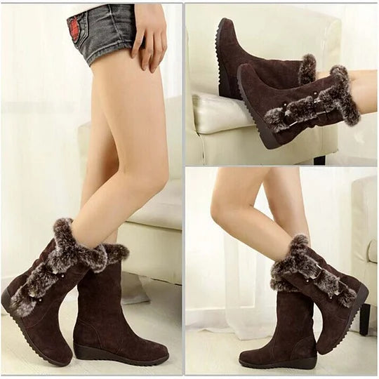 Elisa – Botas de nieve de media pantorrilla con ribete de felpa