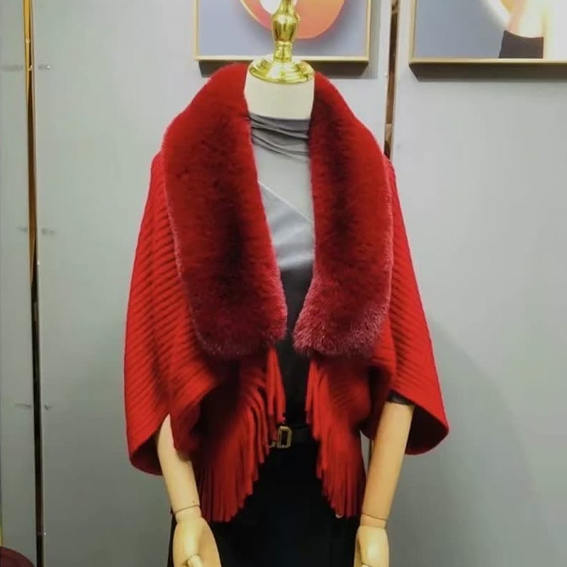 Livia - Bufanda amplia con cuello efecto pelo