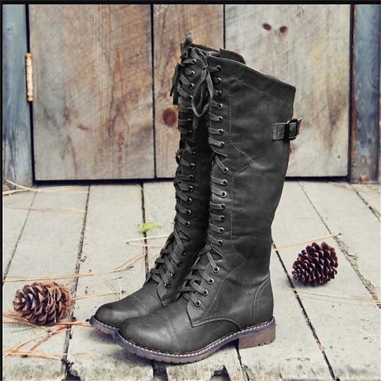 Lena | Botas altas de cordones para damas en estilo ecuestre