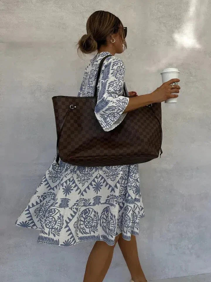 Lorena - Vestido elegante con estampado mediterráneo