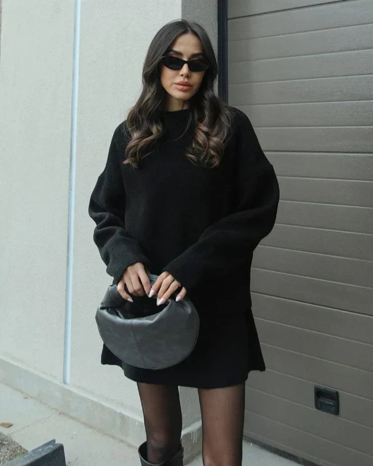 Lara - Conjunto de otoño de punto con jersey y falda