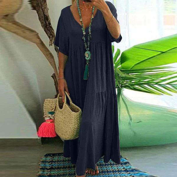 Blanca™ Vestido largo con escote en V y corte holgado