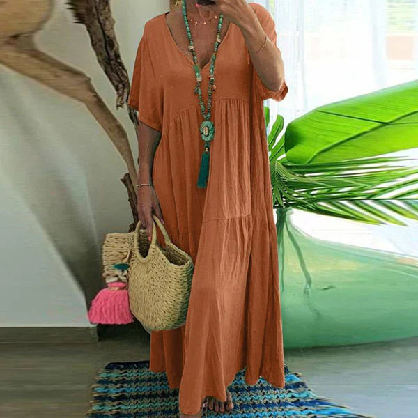 Blanca™ Vestido largo con escote en V y corte holgado