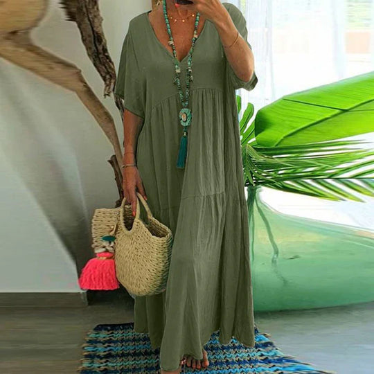 Blanca™ Vestido largo con escote en V y corte holgado